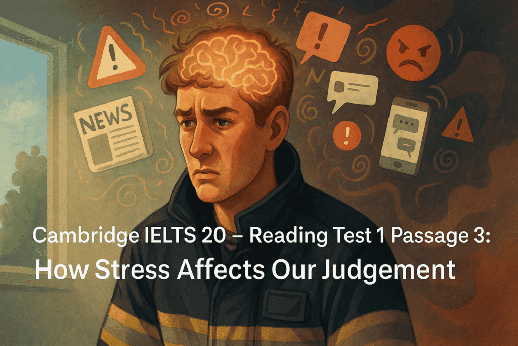 Cambridge IELTS 20 Reading Test 1 Passage 3 stress judgement illustration