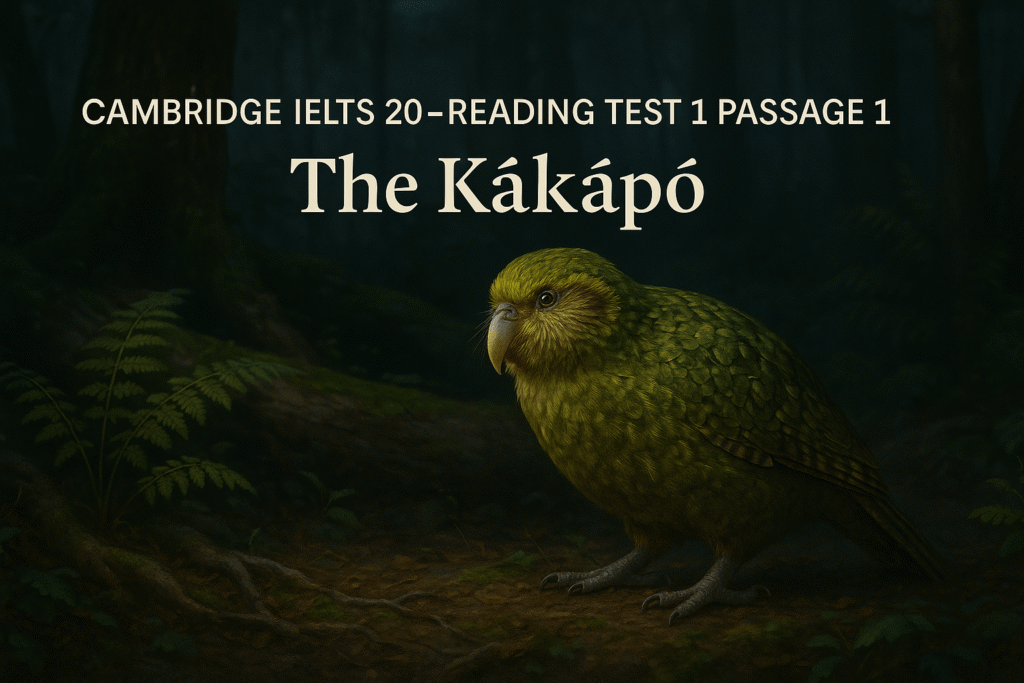 Cambridge IELTS 20 Reading Test 1 Passage 1 Answers – kākāpō bird in New Zealand forest