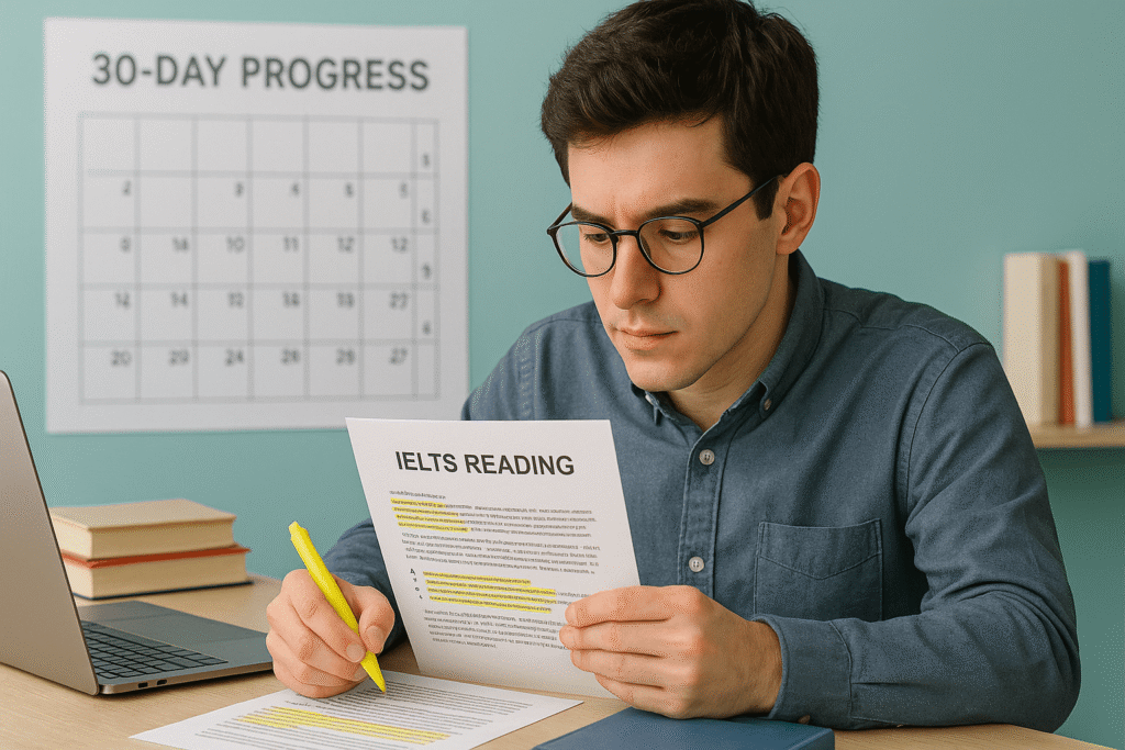 30-Day IELTS Reading Improvement Plan with daily study strategies