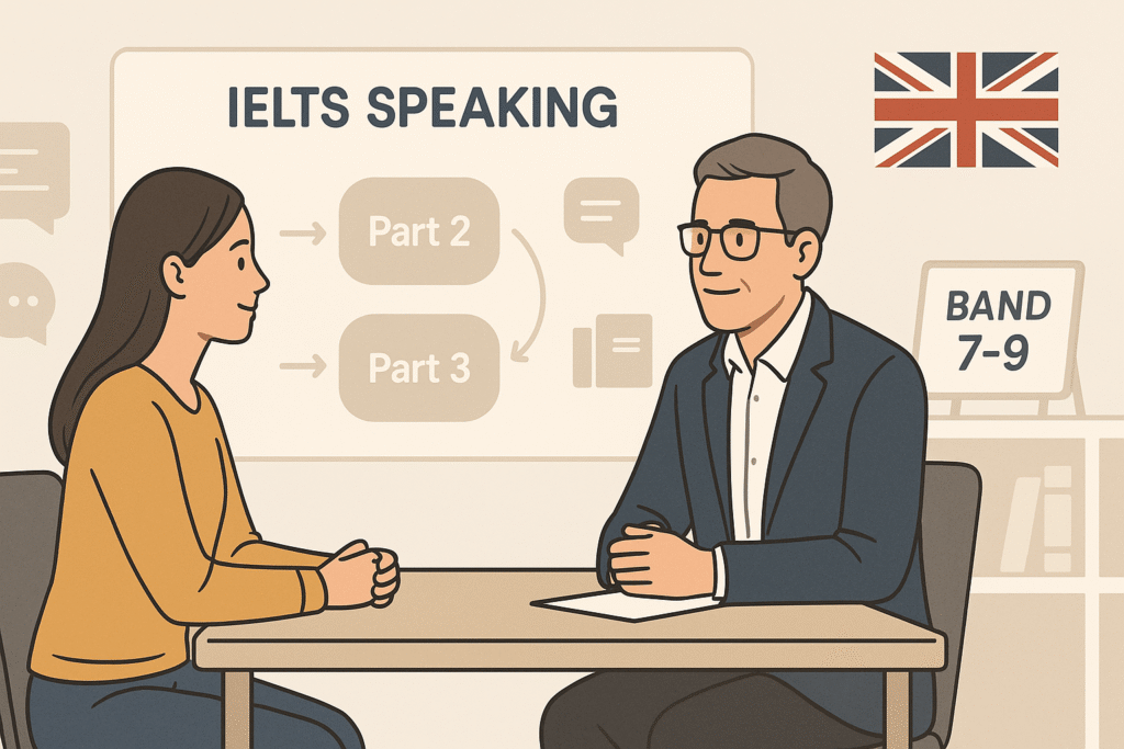 IELTS Speaking Parts format and strategies visual representation
