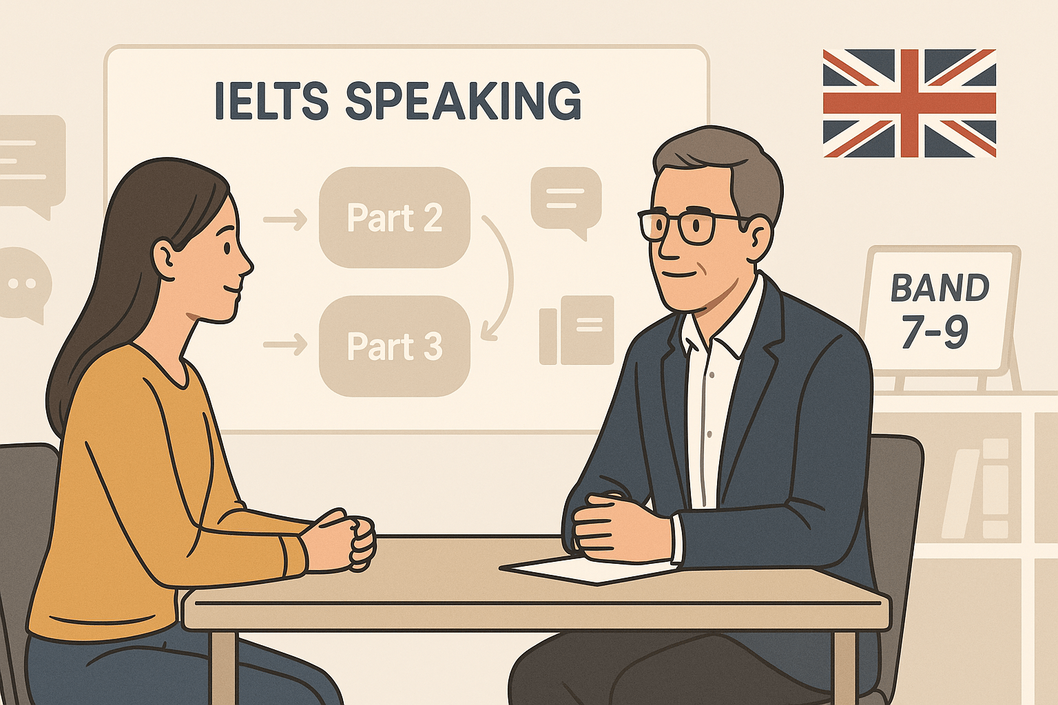IELTS Speaking Parts format and strategies visual representation