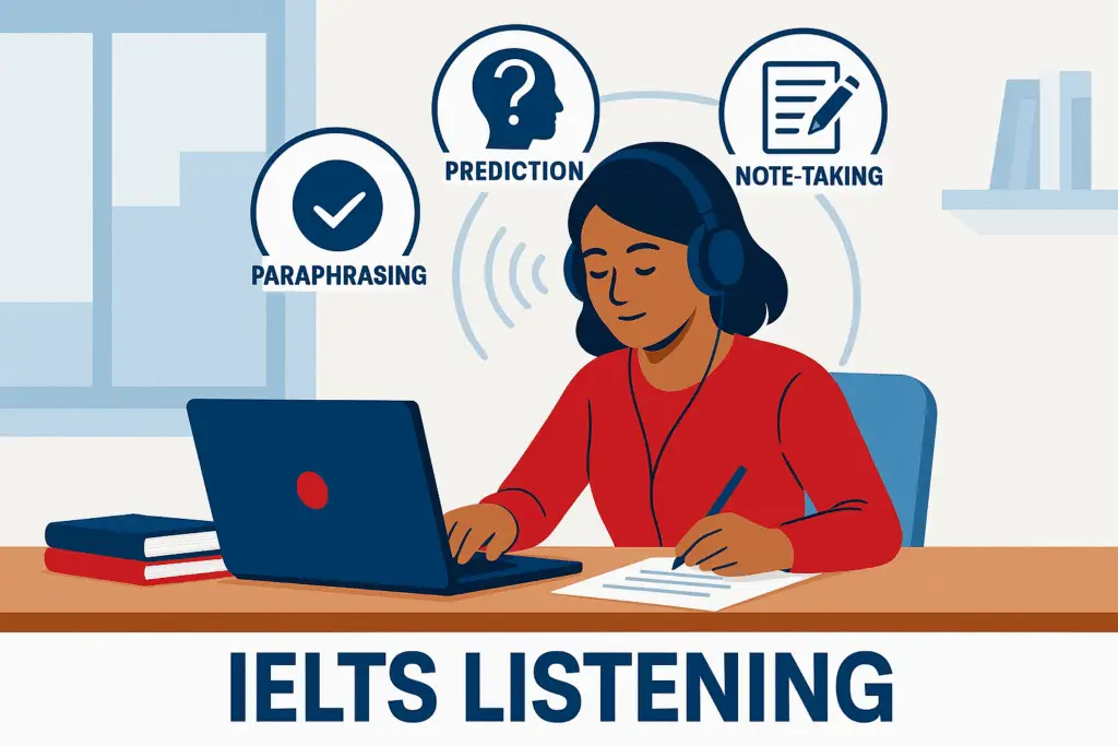 Student practicing IELTS Listening skills for Band 7–9