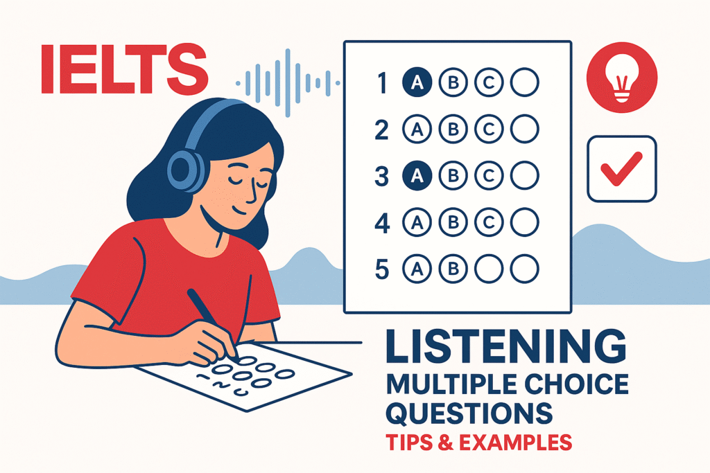 IELTS Listening Multiple Choice Questions tips and examples illustration