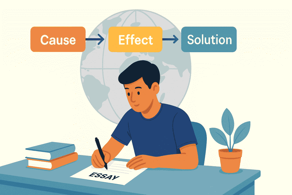 IELTS problem and solution essay vocabulary with formal words for causes, effects, and solutions in Task 2 writing