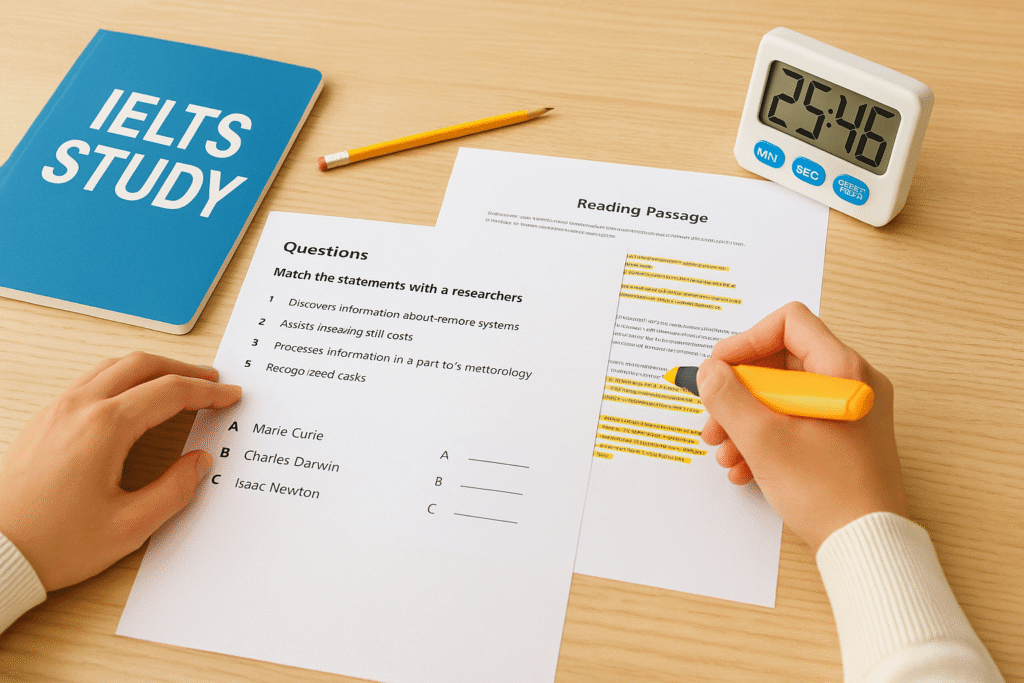 IELTS reading matching features guide with examples and tips