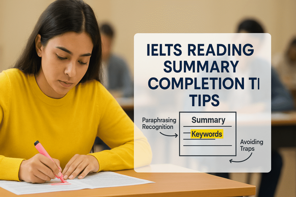 IELTS reading summary completion tips for scanning keywords and avoiding traps