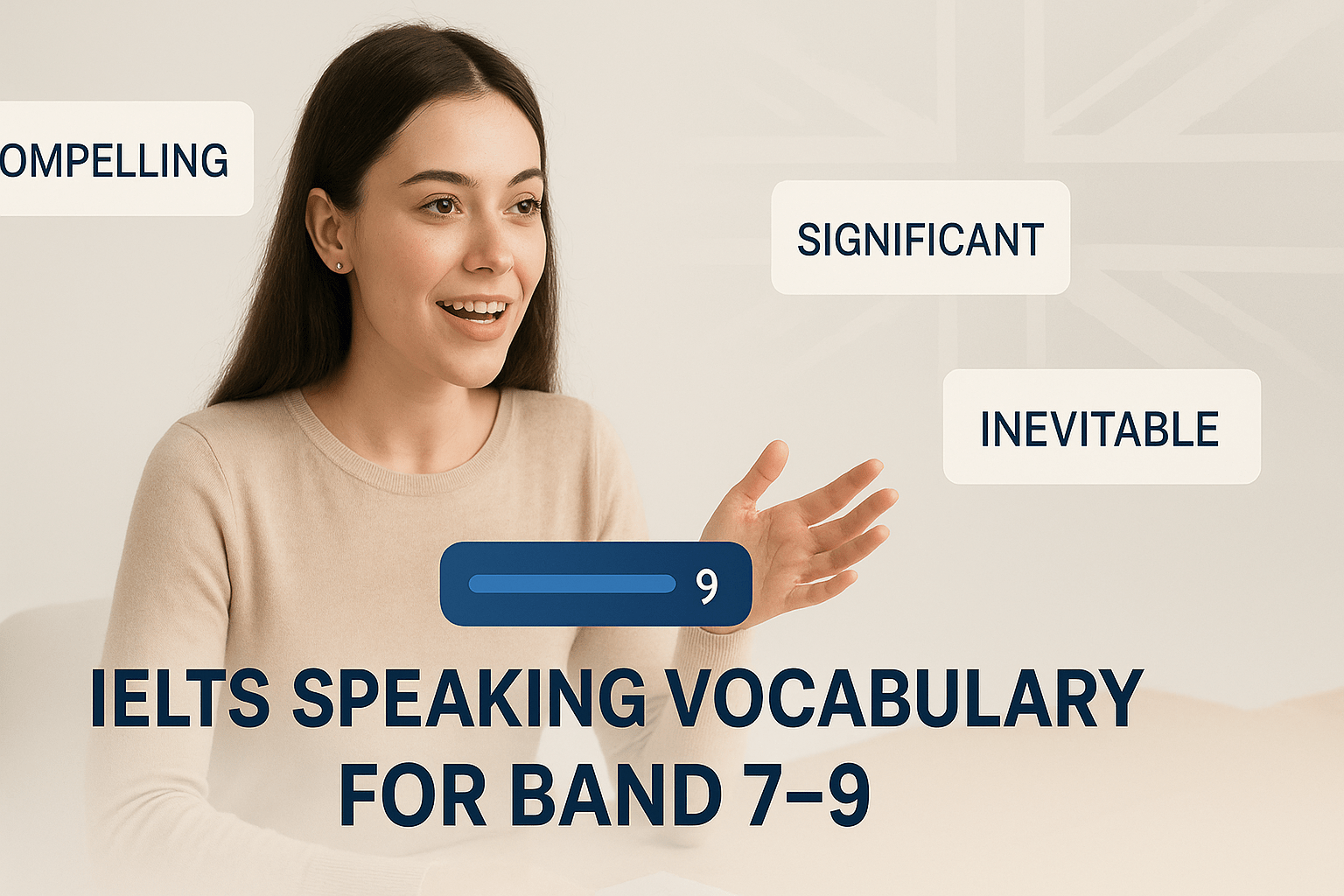 IELTS Speaking Vocabulary for Band 7–9 with example words and confident student speaking