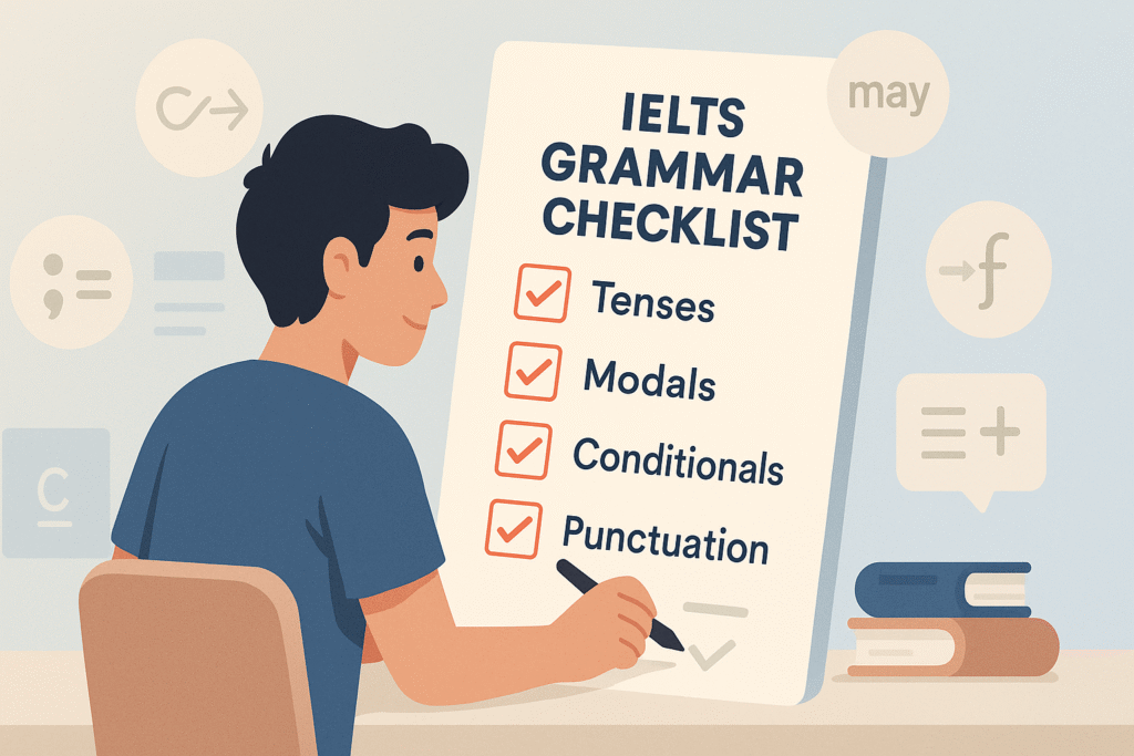 IELTS band 9 grammar writing checklist for Task 2 self-assessment and exam preparation
