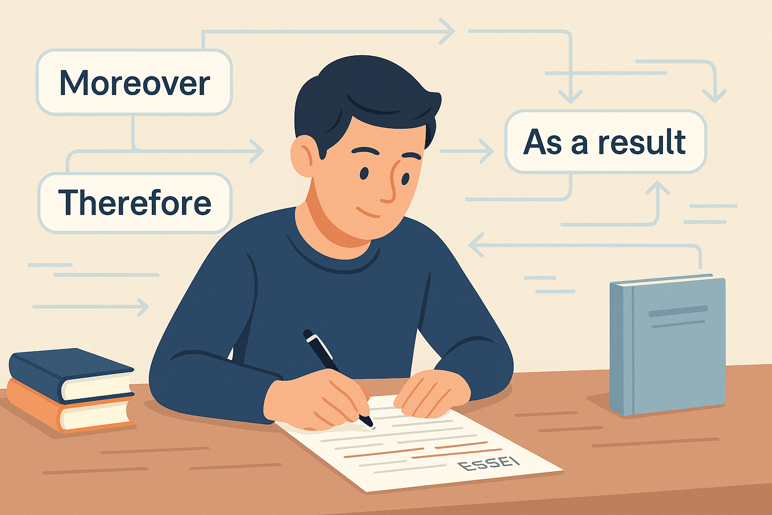 IELTS cohesive sentences with transitions and academic linking structures for Task 2 writing