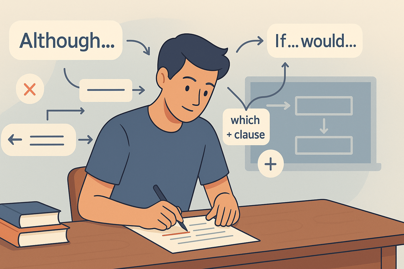 IELTS complex sentences for Band 9 writing with relative clauses, conditionals, and advanced grammar structures