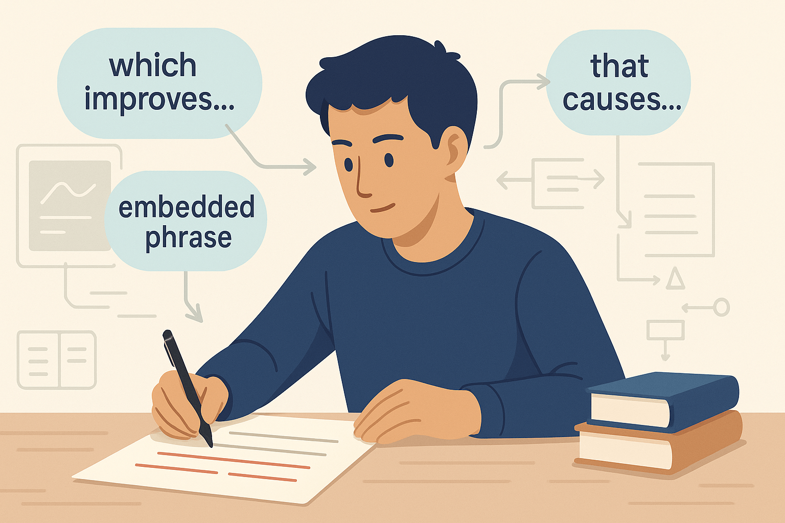 IELTS relative clauses and embedded phrases for Writing Task 2 to create complex academic sentences