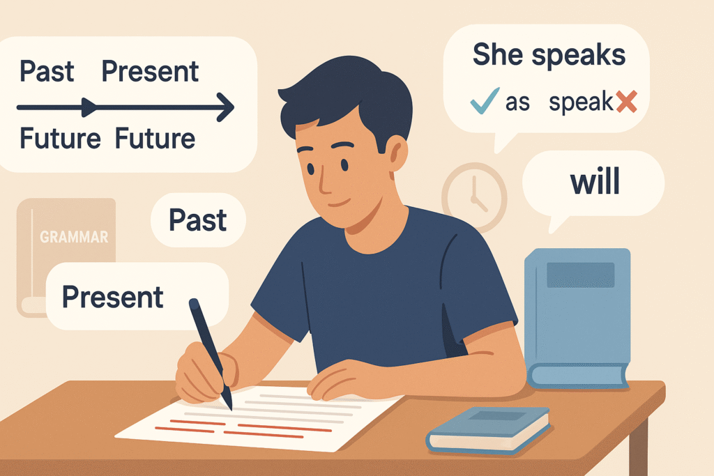 IELTS tense accuracy and subject-verb agreement for Writing Task 2 to avoid grammar errors and maintain consistency