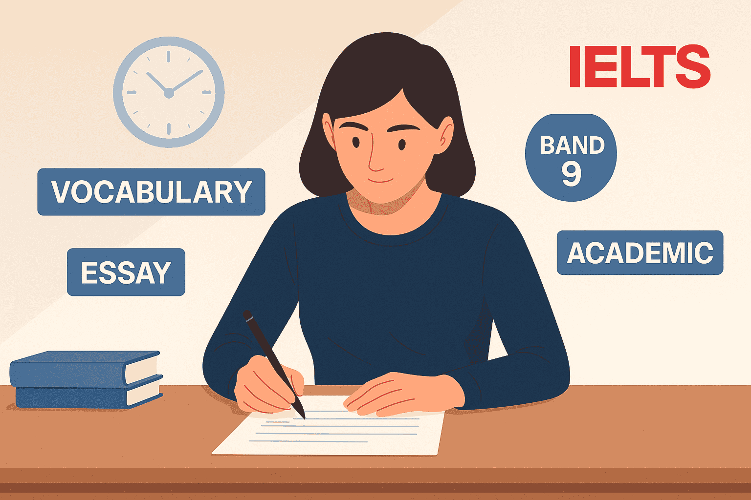 IELTS Writing Task 2 vocabulary for Band 7–9 with academic words and essay tips