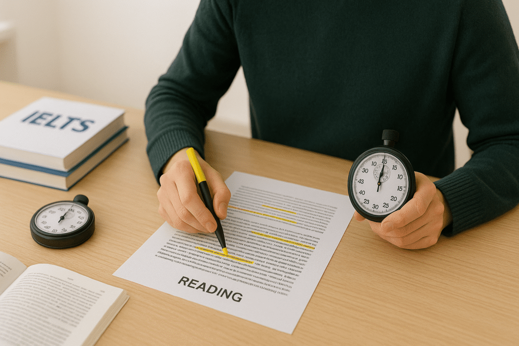 Scanning in IELTS Reading to locate answers quickly using keyword spotting