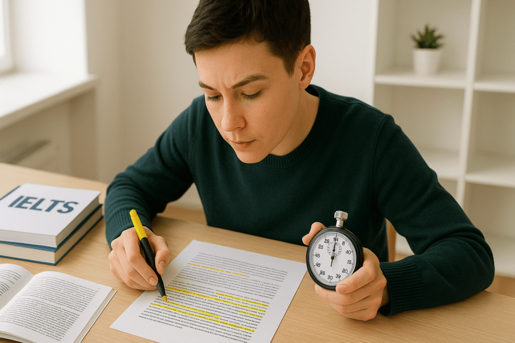 Skimming in IELTS Reading to read quickly and identify main ideas for higher band scores