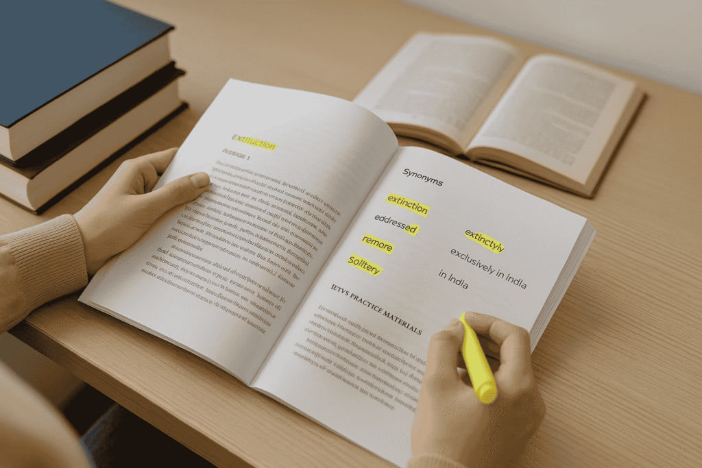 IELTS reading vocabulary with essential words and synonyms for Band 7–9