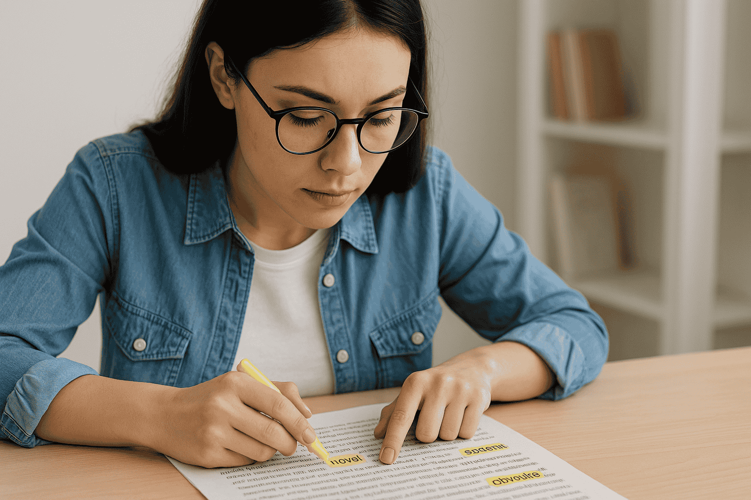 Student learning IELTS Reading vocabulary from context by guessing word meanings naturally.