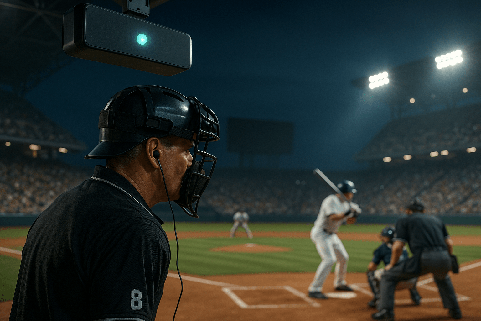 Cambridge 20 Reading Test 2 Passage 3 Robot Umpires answers with a baseball umpire using AI technology on the field.