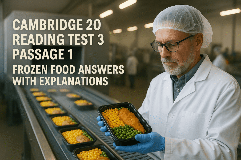 Cambridge 20 Reading Test 3 Passage 1 Frozen Food answers with historic food preservation and modern freezing technology.