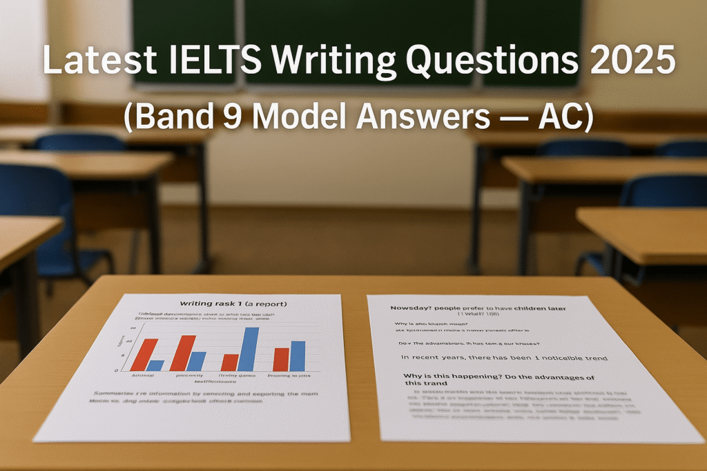 IELTS Writing test 2025 – Task 1 and Task 2 sample answers in classroom